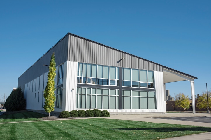 Aluminum facade on industrial building